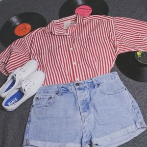 🍓 striped button up